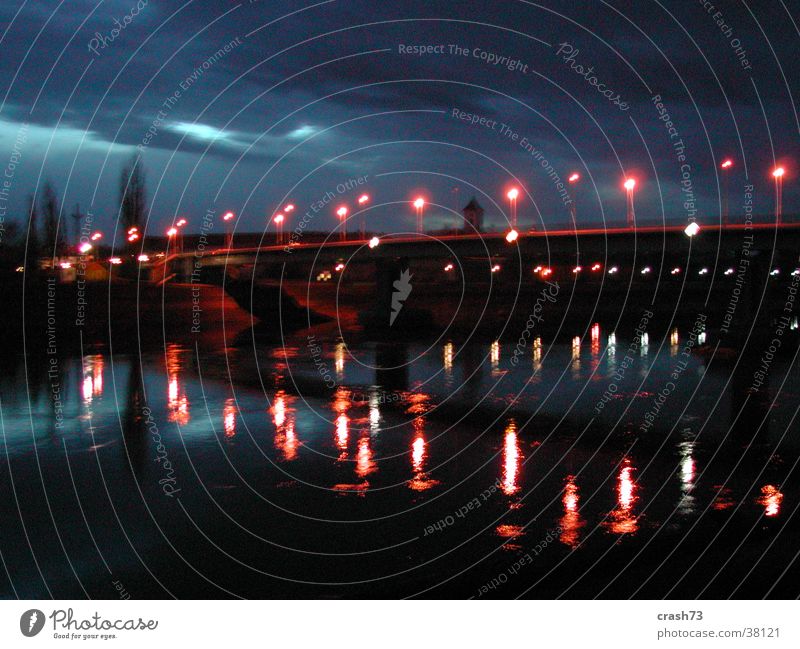 fluss & lichter Licht Nacht Kroatien Europa Fluss Brücke Wasser osijek drau