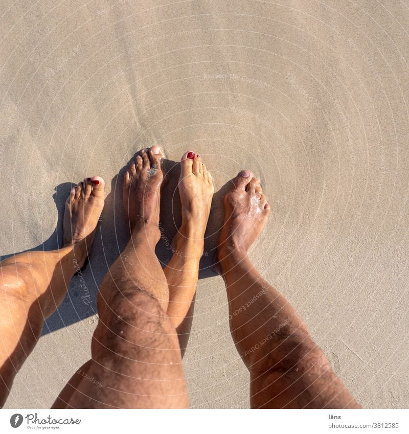 Paarbildung - Füße am Strand Ferien & Urlaub & Reisen paarbildung Barfuß Sand Fuß Mensch Sommer Beine Küste Meer Erholung Frau Erwachsene Mann Natur