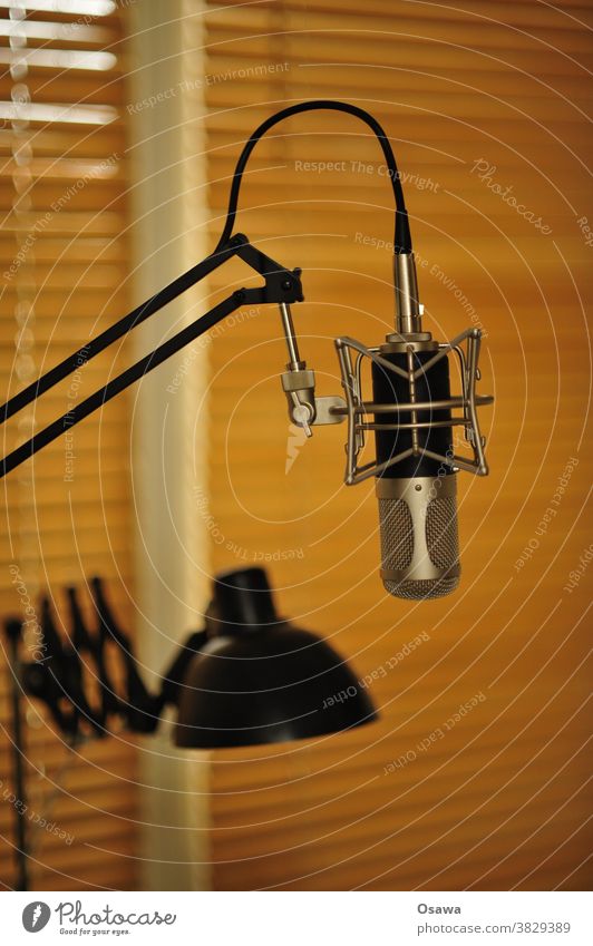 Homeoffice mit Anspruch Mikrofon Mikrophon Aufnahme Klang Telko Kommunikation Telefonkonferenz Videokonferenz Podcast Heimstudio Studio Lampe Schreibtischlampe