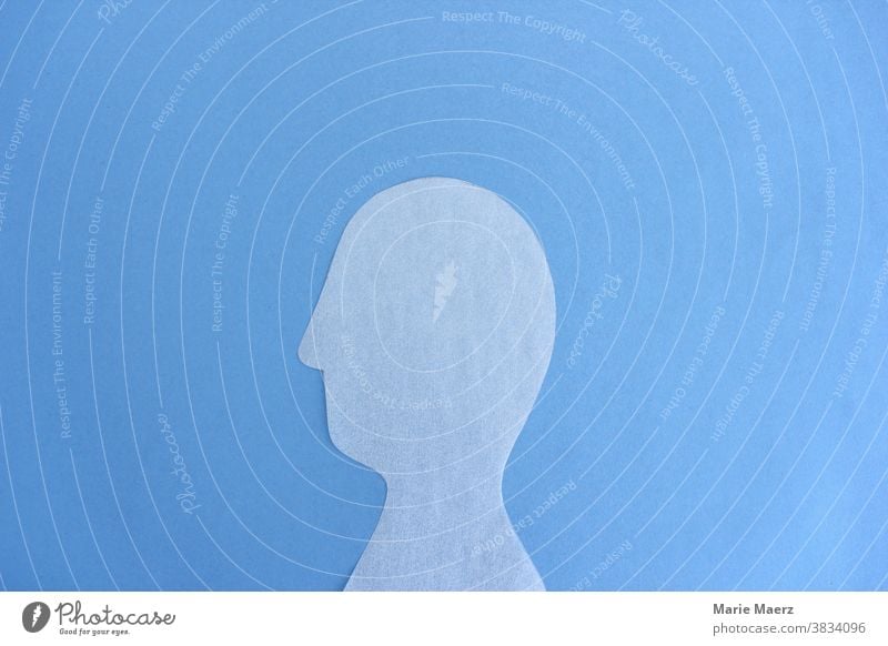 Durchsichtige Kopf-Silhouette durchsichtig gläsern transparent Mensch Bürger Person Daten Datenschutz blau hell modern Symbole & Metaphern Textfreiraum