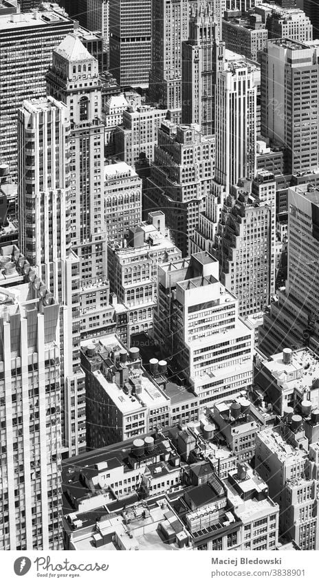 Schwarzweiß-Luftaufnahme der Stadtlandschaft von New York, USA. nyc Großstadt New York State Antenne Manhattan schwarz auf weiß Büro Wolkenkratzer Gebäude