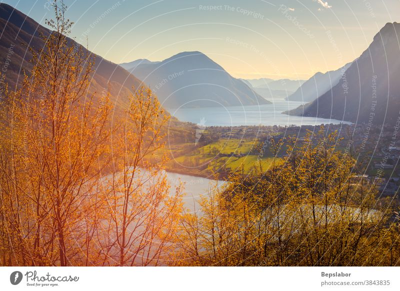 Blick auf den Luganer See und den Klaviersee, Italien Romazza-See Alpen Ausflugsziel Europa Europäer Landschaft monte Berge u. Gebirge Natur Panorama