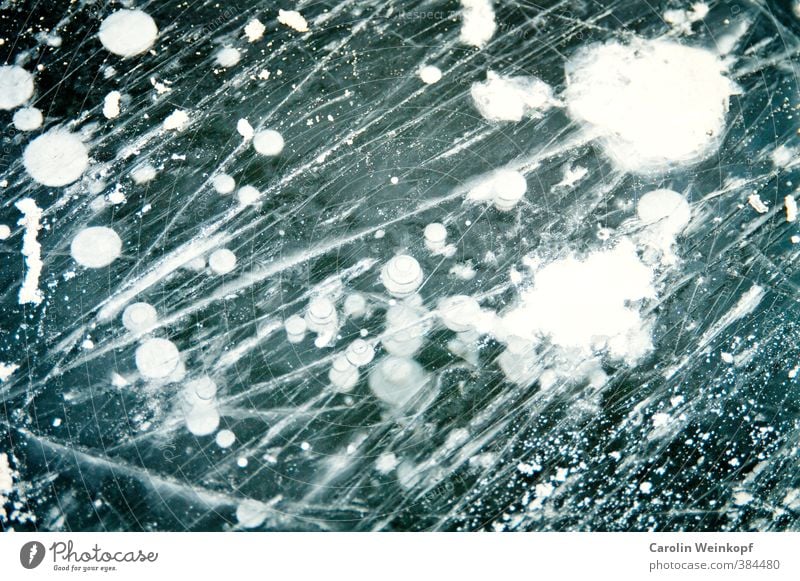 Blubb. Urelemente Luft Wasser Winter Küste Seeufer frieren Eis Schlittschuhlaufen Blase Luftblase gefroren kalt Farbfoto abstrakt Muster Strukturen & Formen