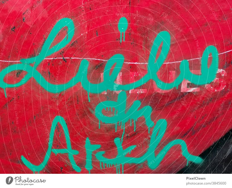 Graffiti Wand Farbfoto Fassade Schriftzeichen rot Liebe Romantik Zeichen Liebeserklärung Liebesgruß