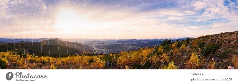 das rothaargebirge in deutschland mit blick auf siegen city als panorama Rothaar-Gebirge Rothaargebirge Siegerland Stadt Siegen Deutschland Natur Panorama