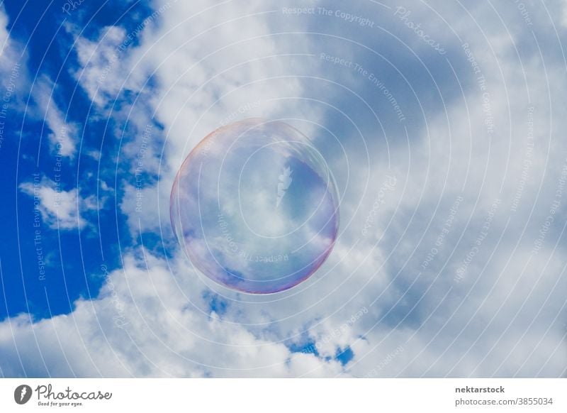 Transparente Blase am malerischen Himmel Schaumblase Wolkenlandschaft sonnig Cloud Wetter Kumulus blau weiß Klarheit Leichtigkeit durchsichtig träumen verträumt