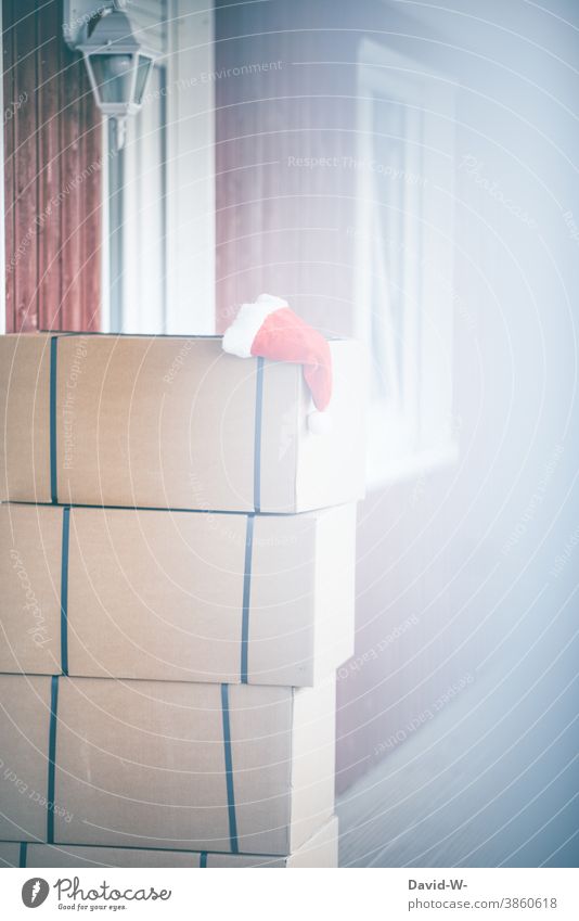 der Weihnachtsmann war da Lieferung Weihnachten & Advent pakete Post Geschenke Nikolausmütze Festtage Lieferservice lieferdienst