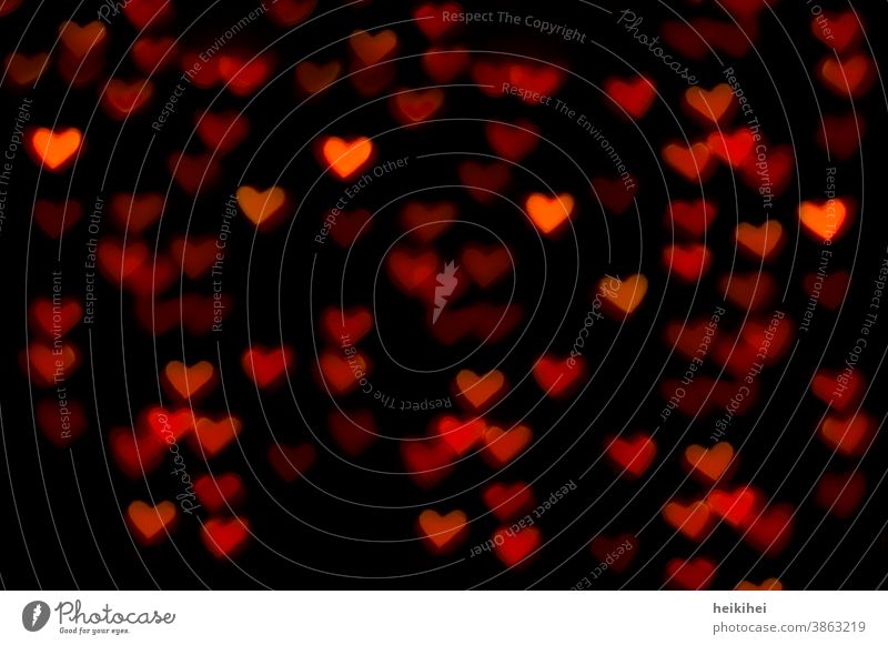 Bokeh-Effekt - leuchtende Herzen herzförmig herzlich herzbewegend herzform Herzlichen Glückwunsch glücklich danke schön Danke karte Dankeskarte nacht licht
