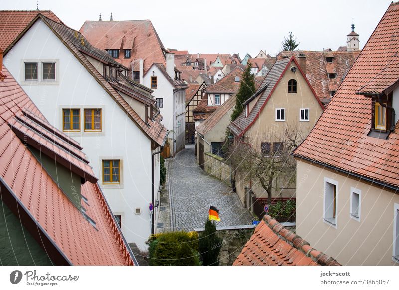 Ausblick in die Altstadt historisch Panorama (Aussicht) Stadtansicht Architektur Städtereise Nördlingen Dachlandschaft Gasse Fassade Giebeldächer