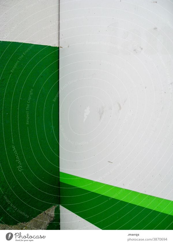 Grün/weiße Wand grün Stil Streifen Ecke kaputt modern Muster Geometrie