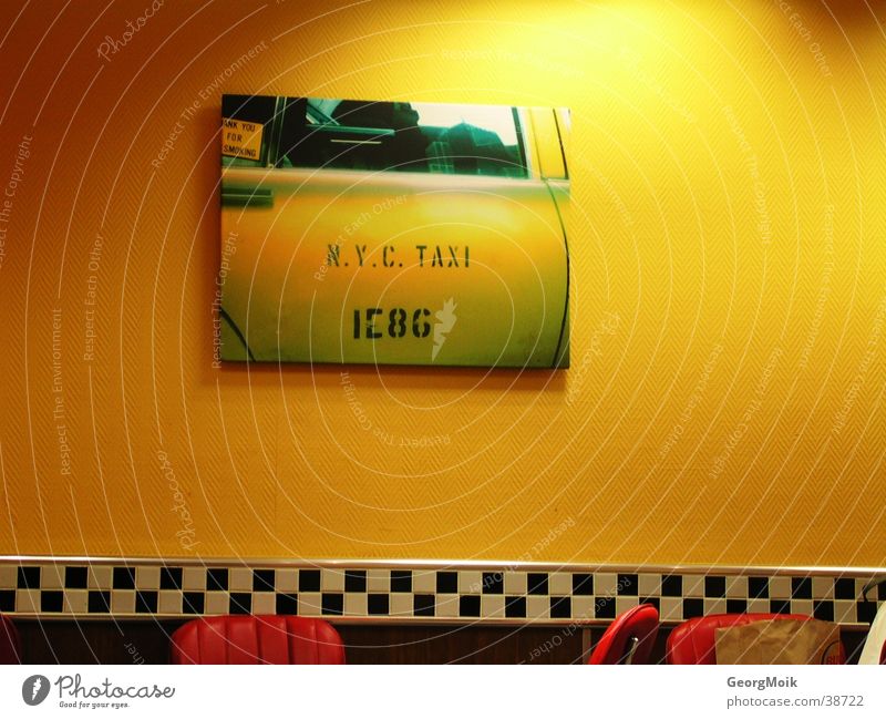 N.Y.C Taxi England Licht schwarz weiß gelb Stil ruhig Innenaufnahme Häusliches Leben n.y.c Bild PKW hell ambient rahmenlos Fliesen u. Kacheln frameless picture