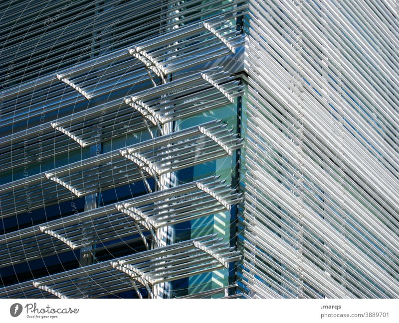 Fassade modern Metall Glas eckig Linie Architektur Strukturen & Formen Gebäude Muster