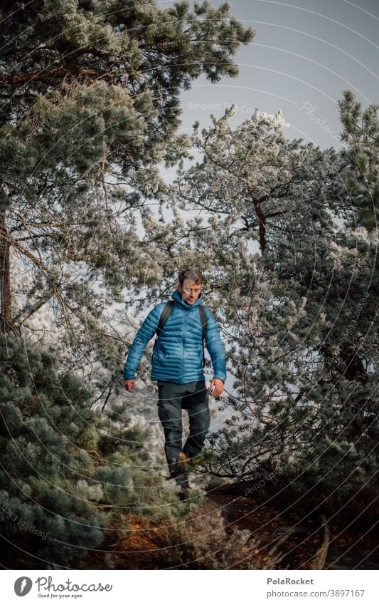 #A0# Wanderung durch Winterwald Outdoor Outdoor-Erholung Outdoor-Fotografie Kleidung trekking Sächsische Schweiz Mann Abenteuer Natur Außenaufnahme wandern