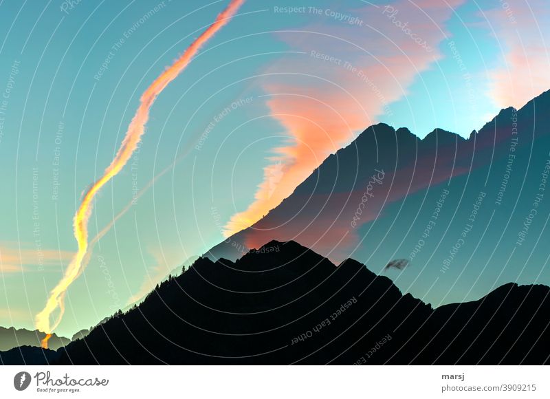 Träume, Wünsche und Illusionen Doppelbelichtung Alpen Berge u. Gebirge leuchten Überraschung Lebensfreude Stimmung Sonnenaufgang Sonnenuntergang träumen
