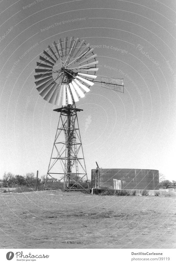 Australien 96-II Outback Brunnen Wasser Pumpe Windkraftanlage Schwarzweißfoto
