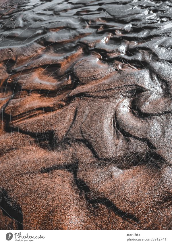 Nahaufnahme von Stranddünen Düne Sand Sanddüne wüst Textur organisch schließen abschließen merkwürdig Formular einfach keine Menschen niemand Erosion natürlich