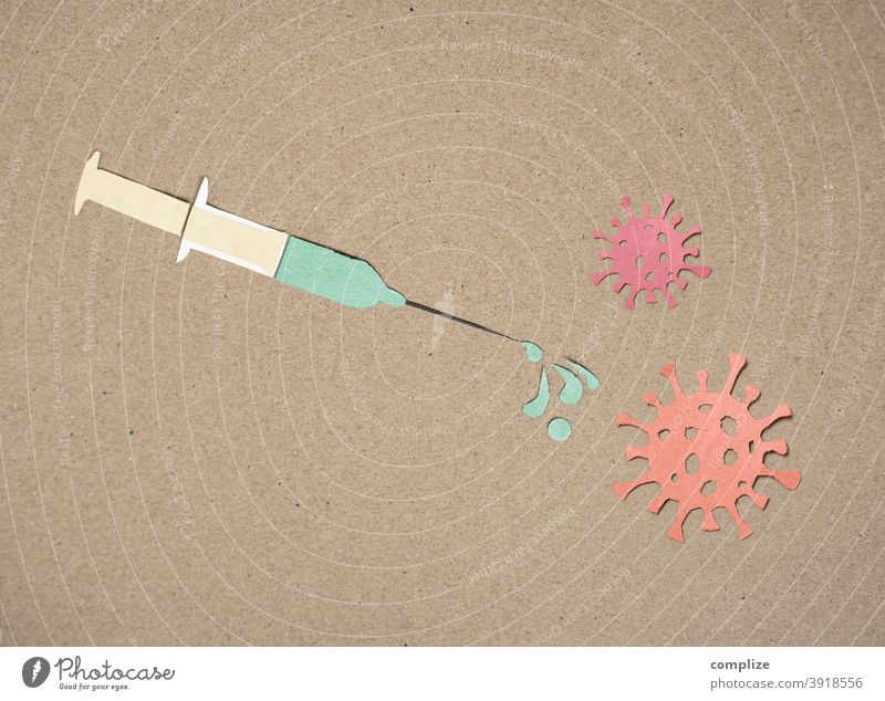 Impfung gegen Corona-Virus | Scherenschnitt impfen impfstoff kreativ Flüssigkeit Medizin Grippe Virusinfektion covid-19 coronavirus Erkältung Arzt immun