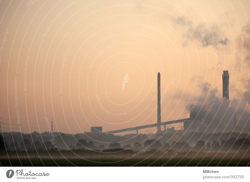 Industrie Fortschritt Zukunft Energiewirtschaft Energiekrise Landschaft Wolkenloser Himmel Sonnenaufgang Sonnenuntergang Klimawandel Feld Industrieanlage