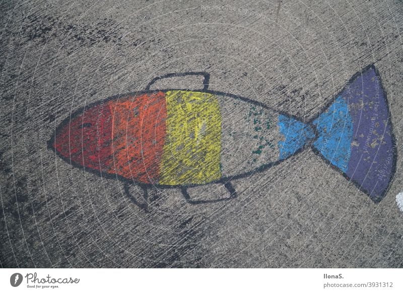 Regenbogenfisch Fisch Wasser Meer Aquarium malen gemalt See speisefisch bunt tier farbfoto