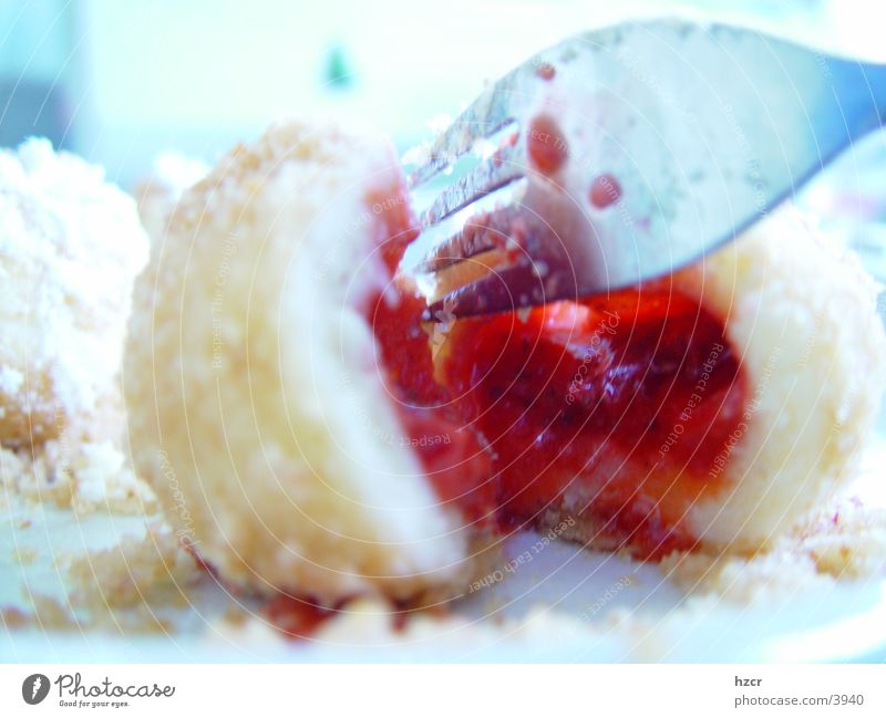 erdbeerknödel Gabel Dessert Ernährung Erdbeeren