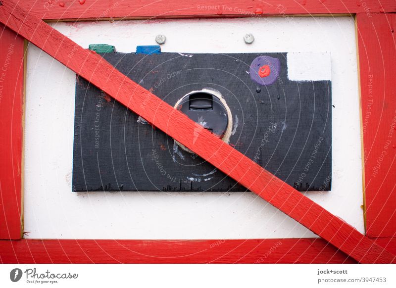 Verbotsschild selbstgemacht, Fotografieren verboten Schilder & Markierungen Hinweisschild verbotszeichen Fotokamera Verbote Rahmen Holz lackiert ohne Worte