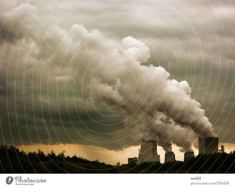 Apokalypse Technik & Technologie Energiewirtschaft Kohlekraftwerk Lausitzer Braunkohlerevier Kühlturm Wasserdampf Emission Schadstoff Umwelt Natur Himmel Wolken