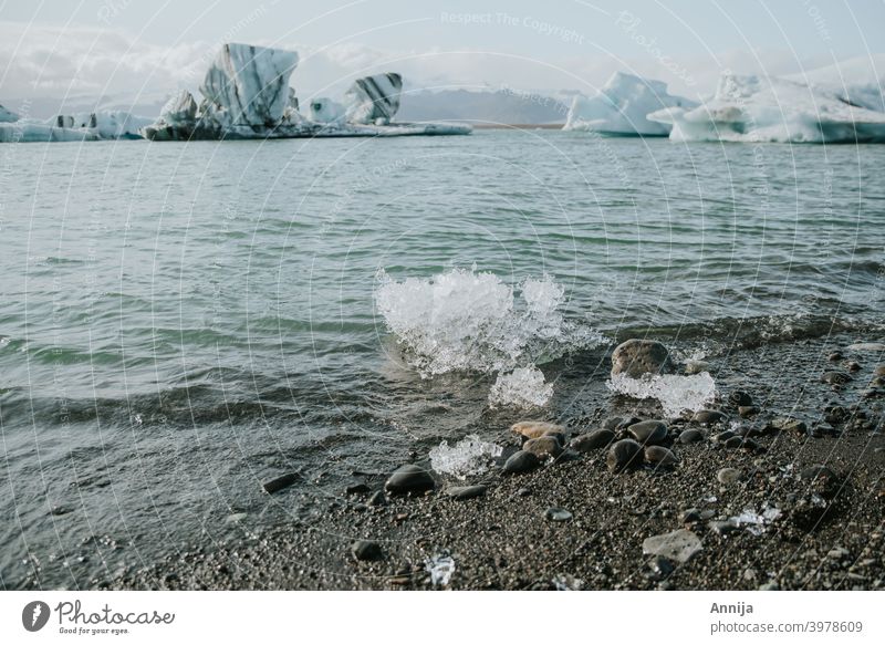 Eisschmelze Schmelzen Gletscher Gletschereis Island Lagune Wasser Schnee Winter Frühling blau Eisberg kalt