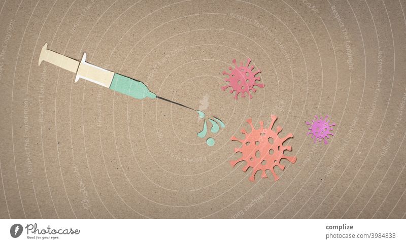 Impfung - Scherenschnitt Krank Infektionsgefahr Corona-Virus Epidemie COVID Pandemie Gesundheit Schutz Prävention Gesundheitswesen Impfstoff Behandlung