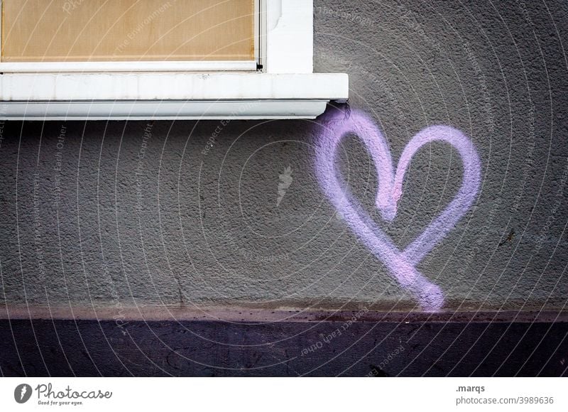 I heart you Herz Wand Liebe Graffiti Romantik Zeichen Fassade Valentinstag grau lila Gefühle Symbole & Metaphern