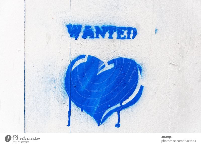 Wanted Herz herzförmig Graffiti wanted Liebe Liebeskummer Verlangen Valentinstag Symbole & Metaphern Mangel nähe