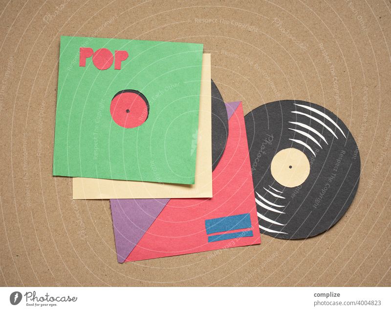 Vinyl Schallplatten - Scherenschnitt achziger Club cassette taperecorder magnetband retro Neunziger Jahre Musik Tonträger Konzert Popmusik orginale früher