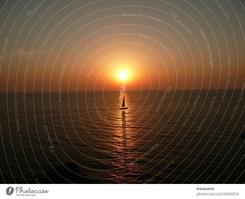 In den Sonnenuntergang segeln Segeln Meer Ferien Meditation kein Filter Licht Sommer Freiheit