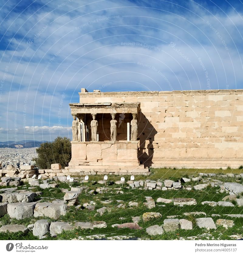 Alter Tempel der Athene auf der Akropolis von Athen Historie Außenseite Archäologie Wahrzeichen historisch Touristik Griechen europa Antiquität antik Gebäude
