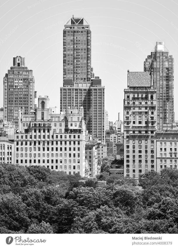 Schwarz-Weiß-Bild von Manhattan Upper East Side diverse Architektur, New York, USA. New York State Großstadt nyc Gebäude Wolkenkratzer Central Park Turm