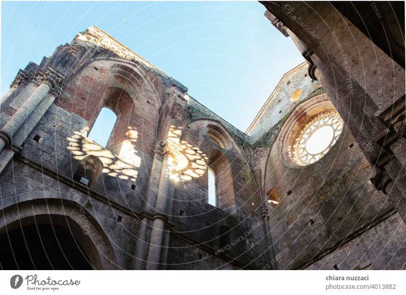 Rosette der Kirche San Galgano, Toskana Abtei Himmel Historische Bauten Religion & Glaube Architektur Sehenswürdigkeit alt