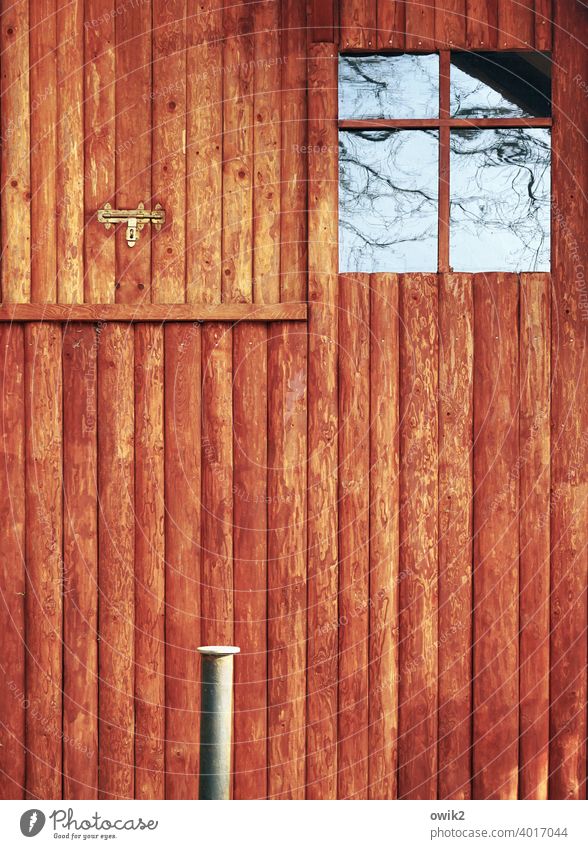 Blockhütte Holz Detailaufnahme Nahaufnahme Außenaufnahme Holzhütte Menschenleer Schutz Haus Gebäude rustikal Strukturen & Formen abstrakt fest Fenster Fassade