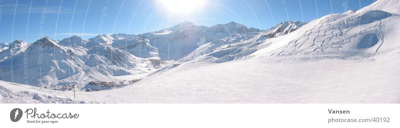 Bergwelt Panorama (Aussicht) Winter Berge u. Gebirge Schnee Sonne groß Panorama (Bildformat)