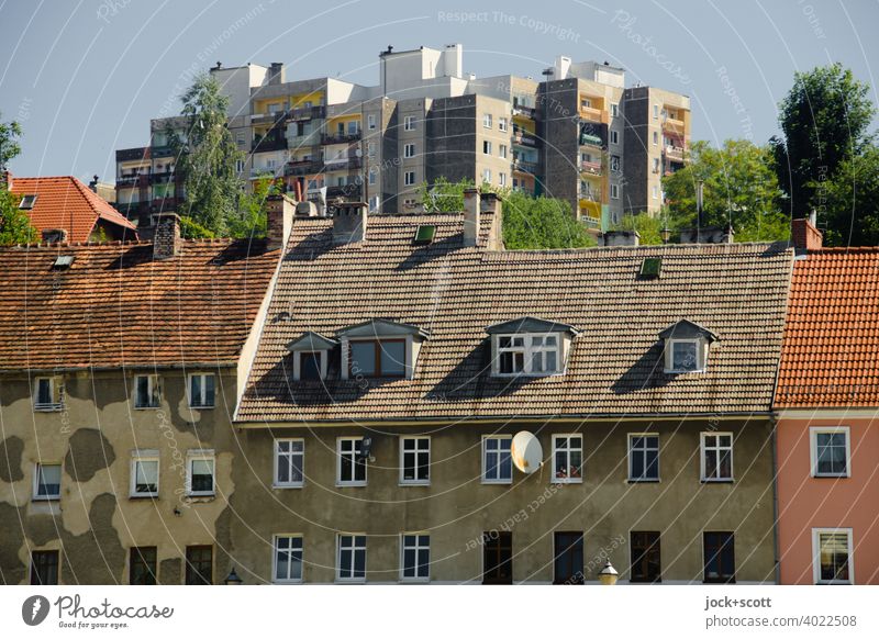 Architektur gestern und vorgestern Zgorzelec Görlitz Altstadt Plattenbau Fassade authentisch historisch modern hervorragend Wohnhochhaus Europastadt Polen