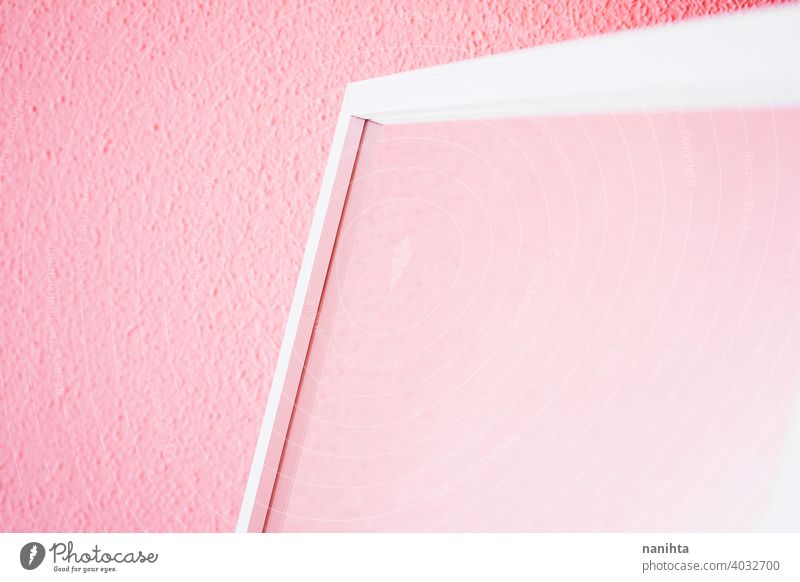Minimale Details in Weiß in einem rosa Zimmer Hintergrund weiß Textur Detailaufnahme Dekor heimwärts Raum Farbe Wand Tapete sehr wenige minimalistisch Form
