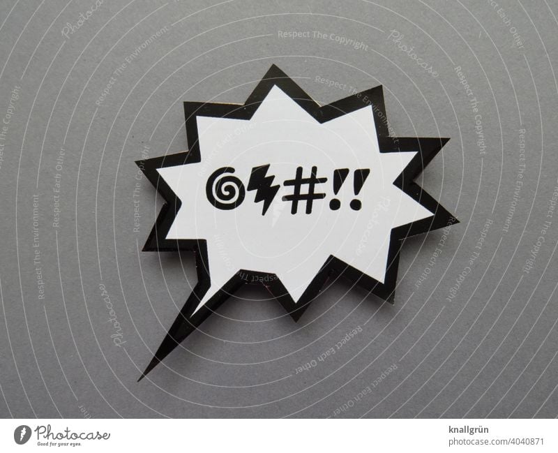 Zeichensprache Sprechblase Kommunizieren Schriftzeichen Schilder & Markierungen sprechen Wut agressiv Warnschild Raute Hashtag Ausrufezeichen zackig Zacken