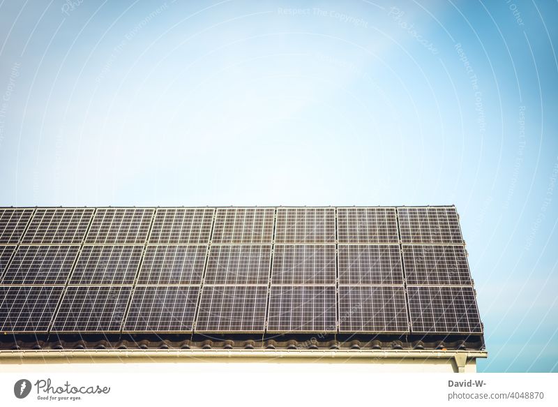 Solarenergie - Ein Dach voll mit Solarzellen Photovoltaik innovativ Solarmodul Klima Sonnenschein Umwelt Erneuerbare Energie Sonnenenergie Umweltschutz