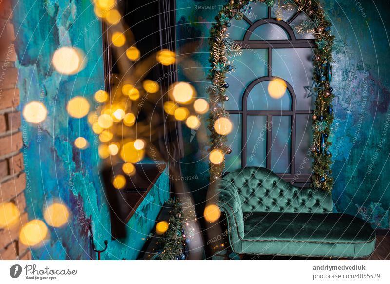 Zimmer dekoriert zu Weihnachten Feier in blau Luxus Farben mit Licht Atelier saisonbedingt Saison neu Innenbereich Dekoration & Verzierung Winter Jahr Baum Raum