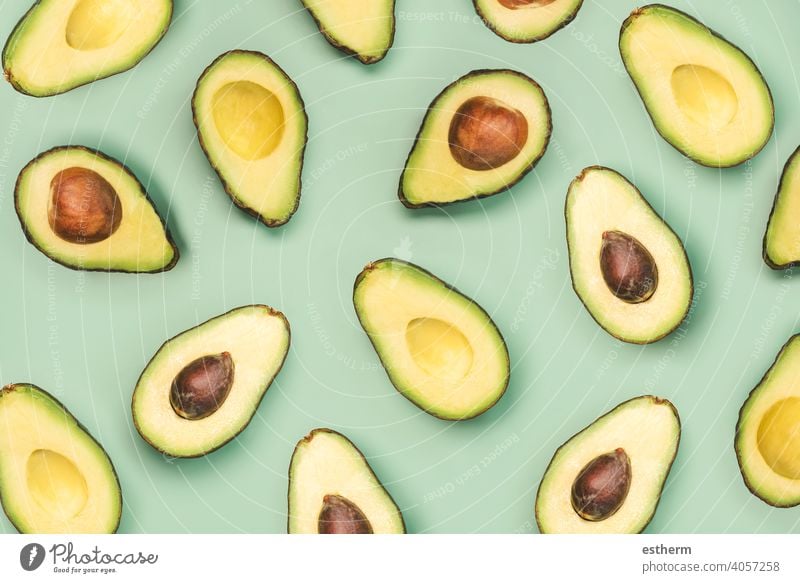 frische reife Avocados Muster abstrakt Amuse-Gueule essen Frische Scheiben Vegetarier Diät Bestandteil Gesundheit lecker Lifestyle Veganer Vitamine