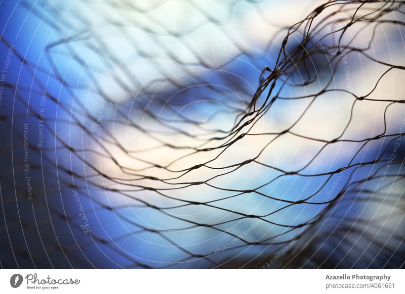 Nahaufnahme Bild eines Netzes in abstraktem Blau Kunst Hintergrund Unschärfe verschwommen Zelle Farbe farbenfroh Anschluss Kreativität Design Fee fein