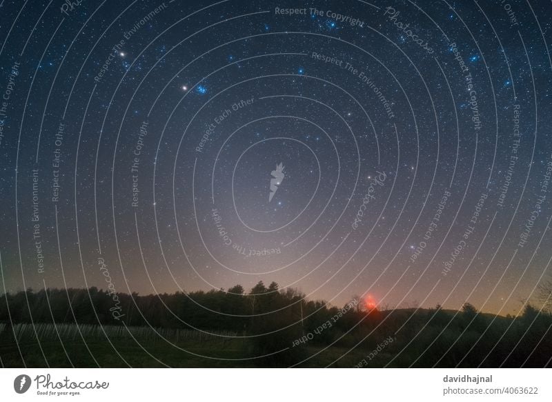Das Zodiakallicht über dem Pfälzerwald bei Bad Dürkheim. Tierkreislicht zodiakal Licht Nacht Himmel Stern Milchstrasse Erde Planet Staubwischen