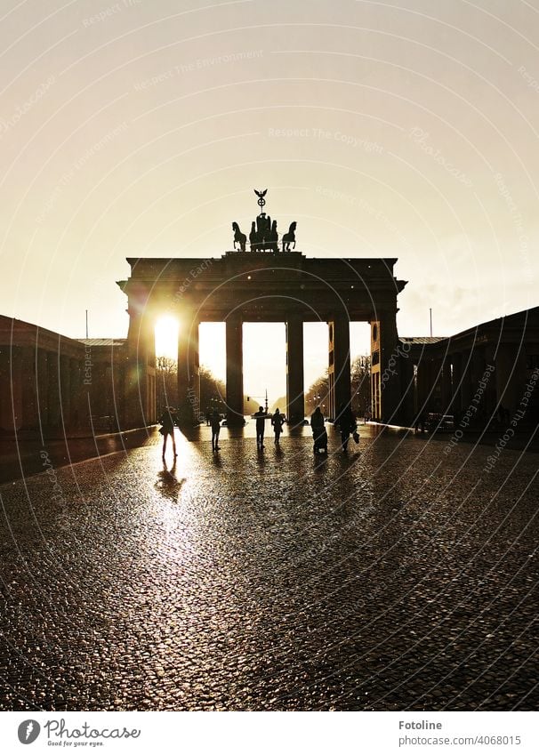 Das Brandenburger Tor nach dem Regen Berlin Architektur Hauptstadt Deutschland Wahrzeichen Sehenswürdigkeit Außenaufnahme Denkmal Bauwerk Farbfoto Stadtzentrum