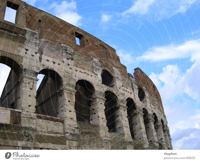 Colosseum (Detail) Kolosseum Rom Mauer Ruine Europa Bogen Himmel
