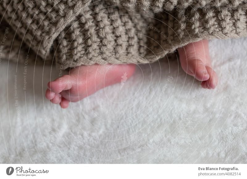 Baby Füße isoliert unter weißen braunen Abdeckung lieblich Fuß niedlich neugeboren Zeh winzig klein Kind Unschuld Kaukasier wenig weich Schönheit Liebe Pflege