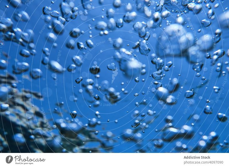 Aufsteigende Luftblasen im Meerwasser Hintergrund Blasen Wasser übersichtlich nach oben unter Wasser Sauberkeit Sauerstoff Air MEER Reinheit atmen sanft