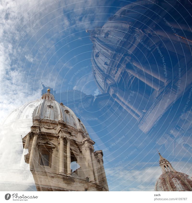 Illusion | dem Himmel so nah Rom Petersdom Kuppeldach Vatikan Kirche Dom Italien Religion & Glaube Sehenswürdigkeit historisch Doppelbelichtung Kirchturm
